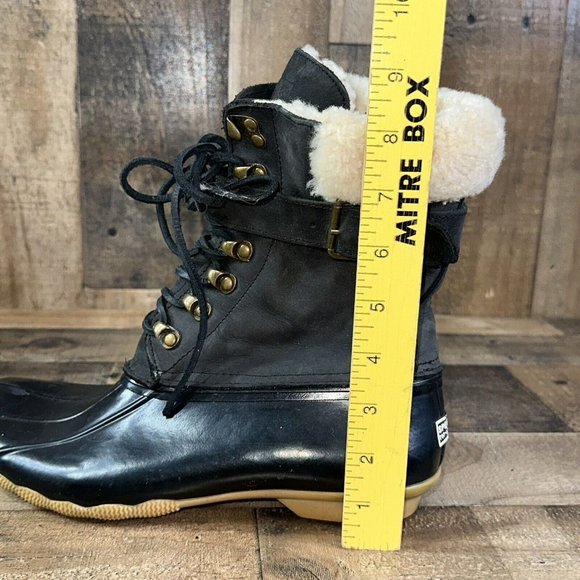 WOMEN'S SPERRY FOR J.CREW SHEARWATER BUCKLE BOOTS IN BLACK Sz 9M - Picture 10 of 11